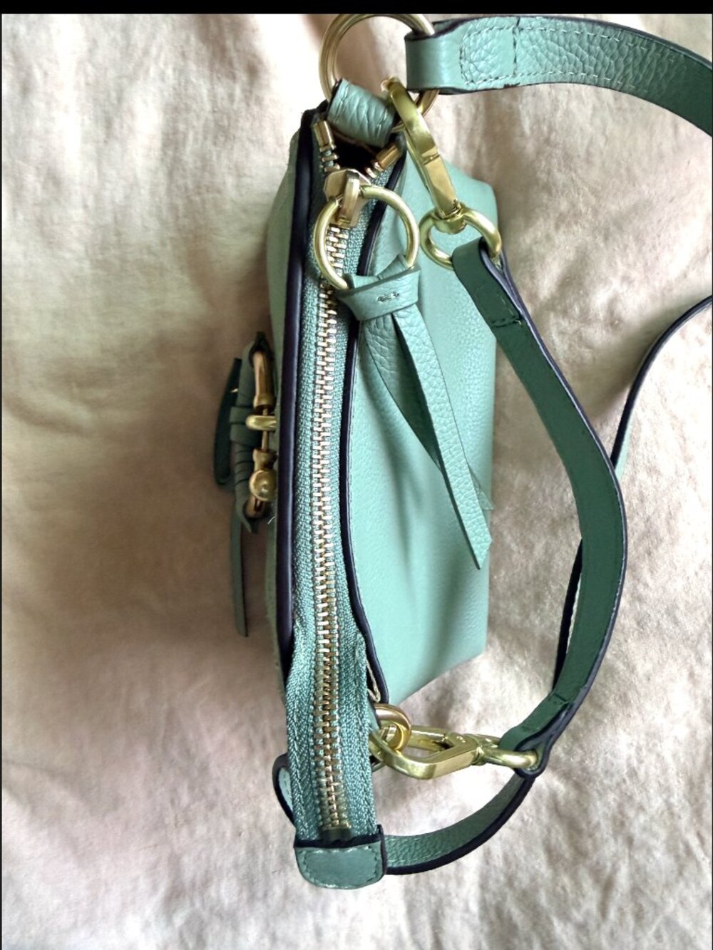 SEE BY CHLOÉ Joan Mini Textured-leather And Suede Shoulder Bag In Green - Picture 7 of 7